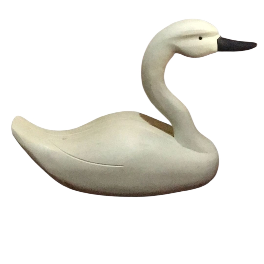 Vintage wooden white swan decor with Black eyes Handcrafted